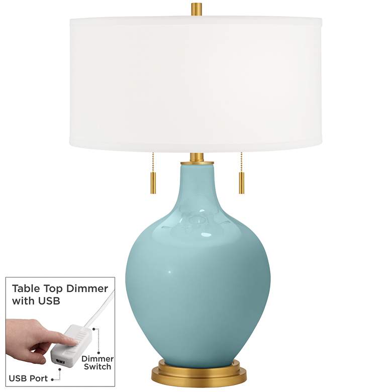 Image 1 Raindrop Toby Brass Accents Table Lamp with Dimmer