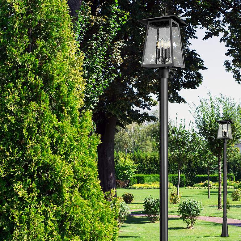 Image 1 Rainer by Z-Lite Black 13.5 inch 4 Light Outdoor Post Mounted Fixture
