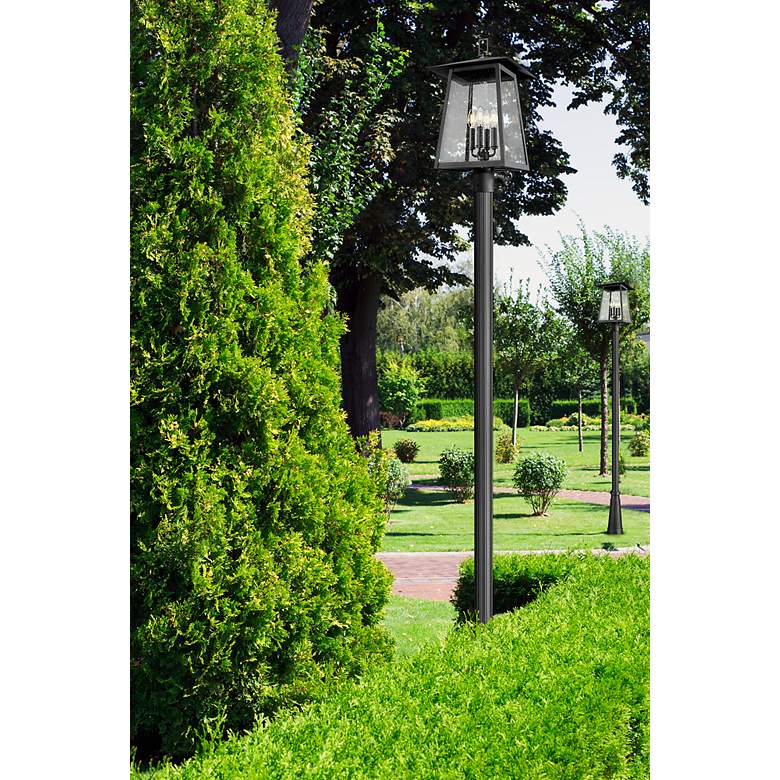 Image 4 Rainer by Z-Lite Black 13.5 inch 4 Light Outdoor Post Mounted Fixture more views