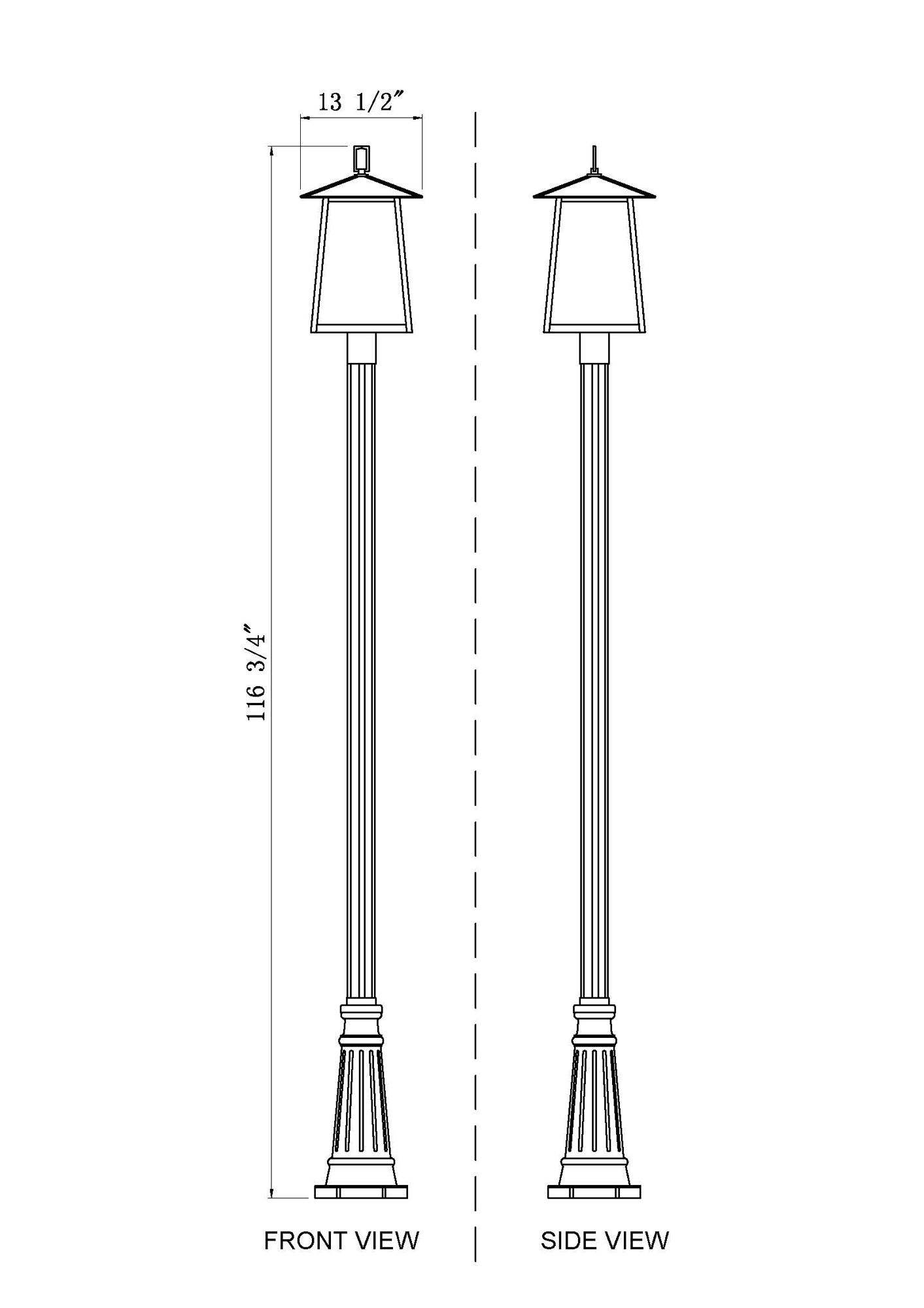 Rainer by Z-Lite Black 13.5 inch 4 Light Outdoor Post Mounted Fixture