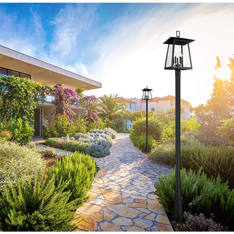 Image 4 Rainer by Z-Lite Black 15.5 inch 5 Light Outdoor Post Mounted Fixture more views