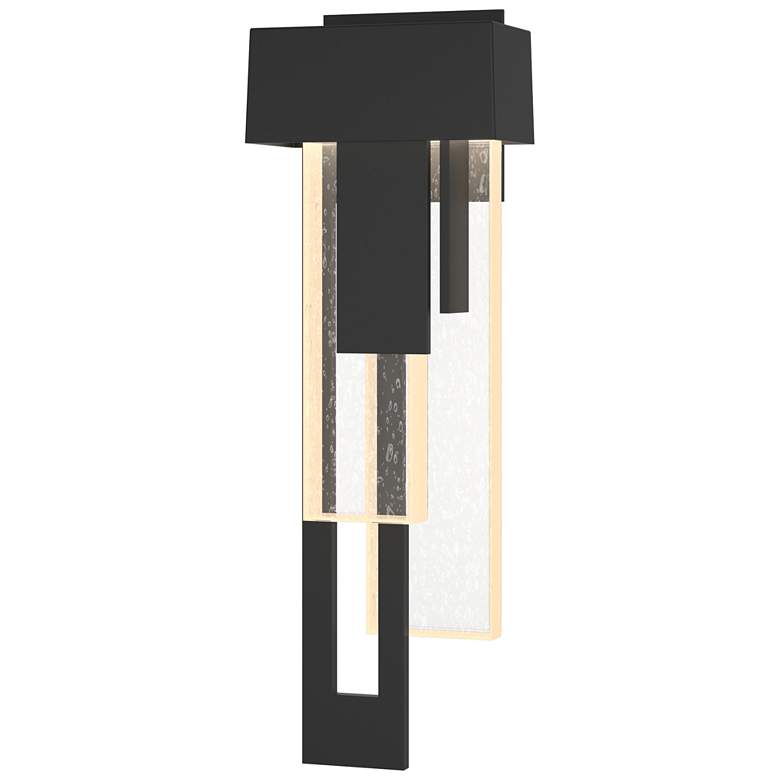 Image 1 Rainfall 18.9"H Left Black LED Outdoor Sconce w/ Seeded Shade