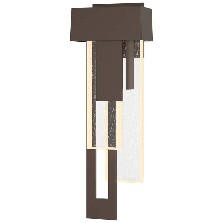 Image 1 Rainfall 18.9"H Left Bronze LED Outdoor Sconce w/ Seeded Shade