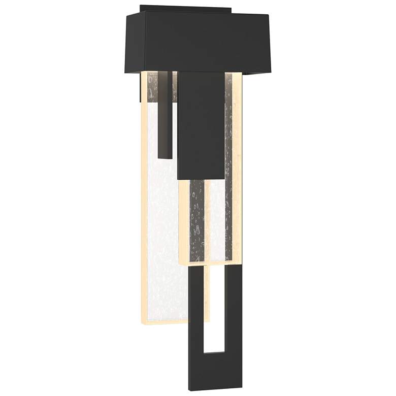 Image 1 Rainfall 18.9"H Right Black LED Outdoor Sconce w/ Seeded Shade
