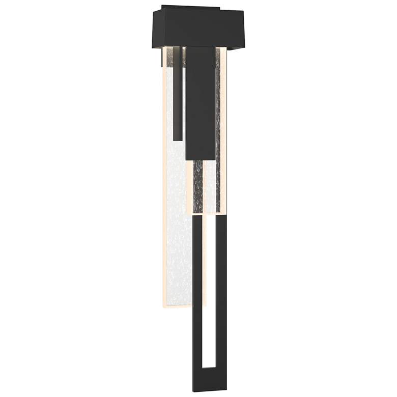 Image 1 Rainfall 30.2 inchH Right Black LED Outdoor Sconce w/ Seeded Shade