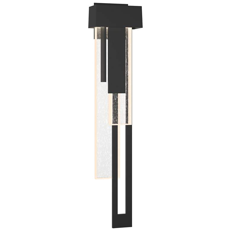 Image 1 Rainfall 30.2"H Right Black LED Outdoor Sconce w/ Seeded Shade