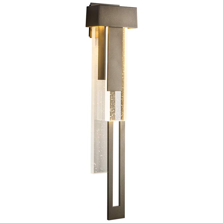 Image 1 Rainfall Large LED Outdoor Sconce - Smoke - Clear Glass - Left Orientation