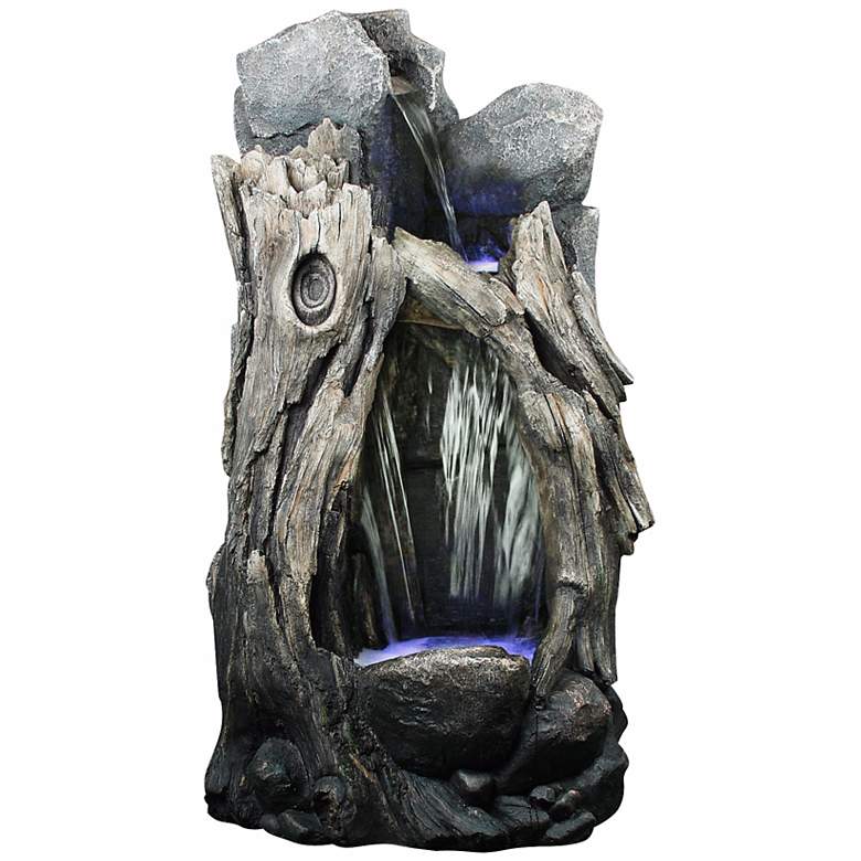 Image 1 Rainforest 52" Rustic Waterfall Outdoor Fountain with Light