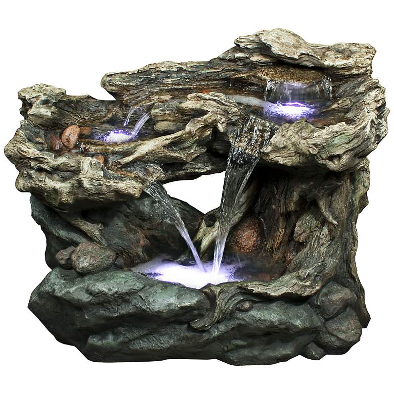 Image 1 Rainforest Waterfall LED Tiered 30" High Floor Fountain