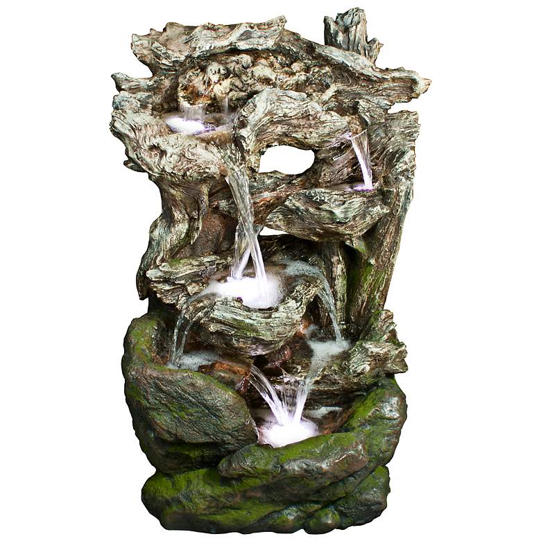 Image 1 Rainforest Waterfall Mossy 39 inch High LED Floor Fountain