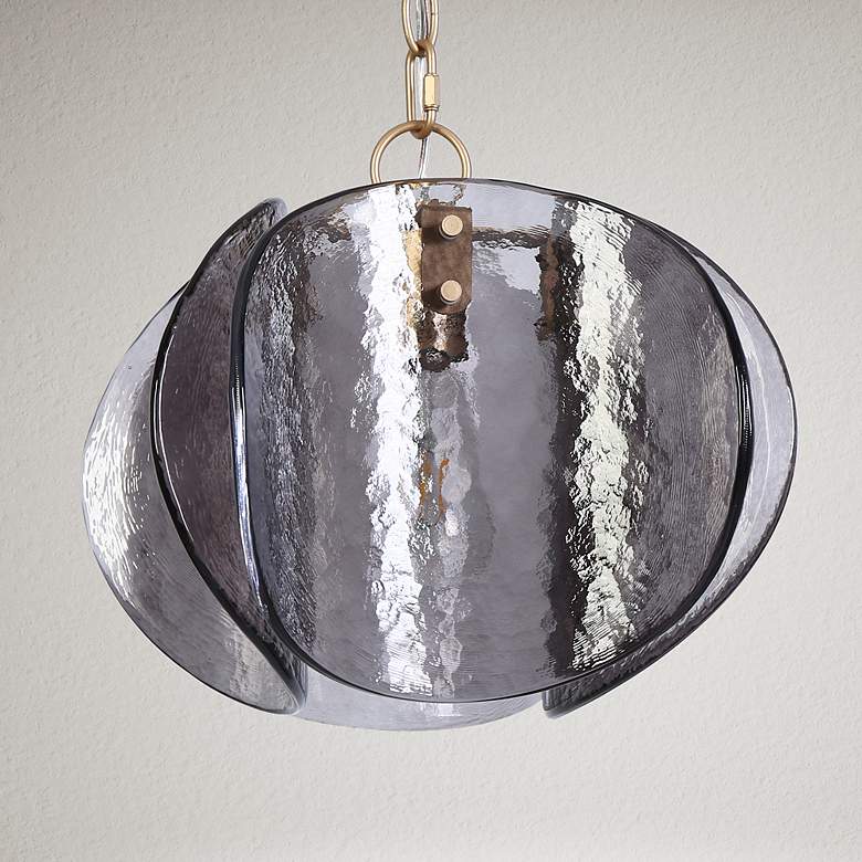 Image 1 Rajinloosm 11 3/4" Wide Gold Mini Pendant w/ Gray Glass