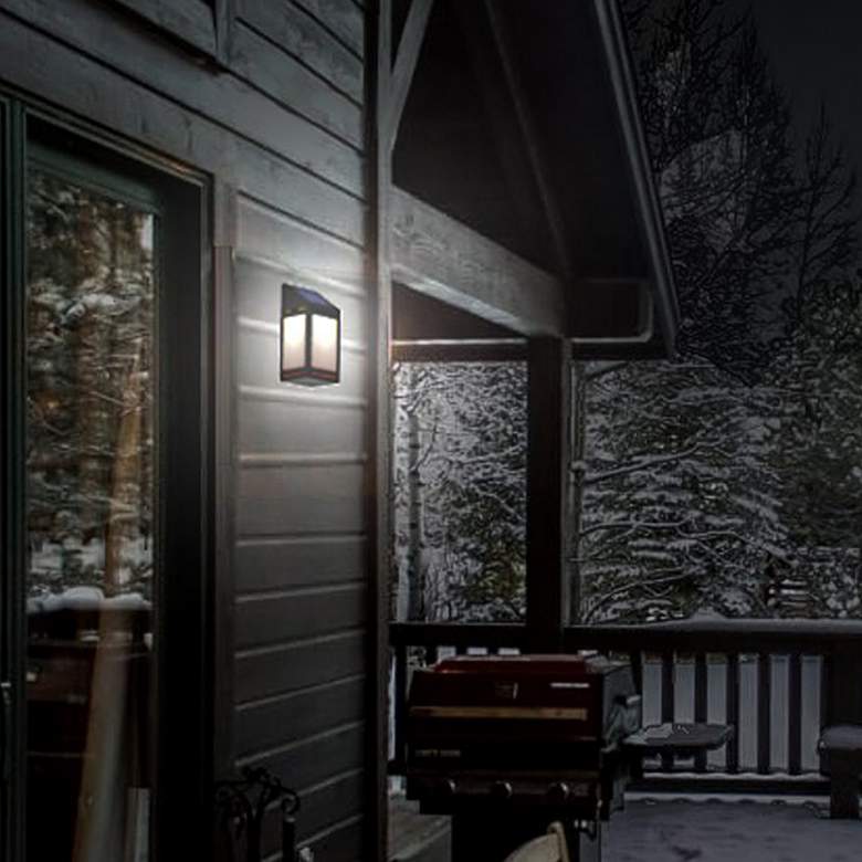 Image 1 Raka 10 1/2" High Black and Clear LED Solar Outdoor Wall Lantern