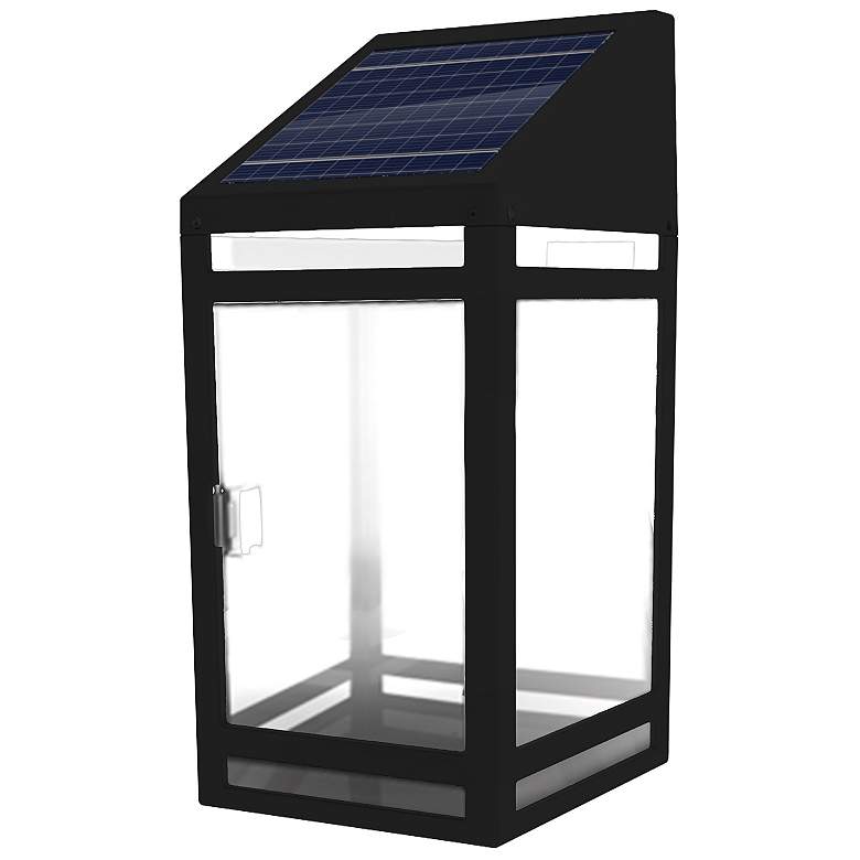 Image 3 Raka 10 1/2"H Black and Clear LED Solar Outdoor Wall Lantern more views