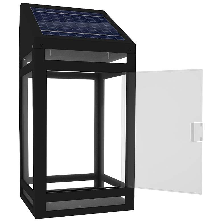 Image 4 Raka 10 1/2 inchH Black and Clear LED Solar Outdoor Wall Lantern more views