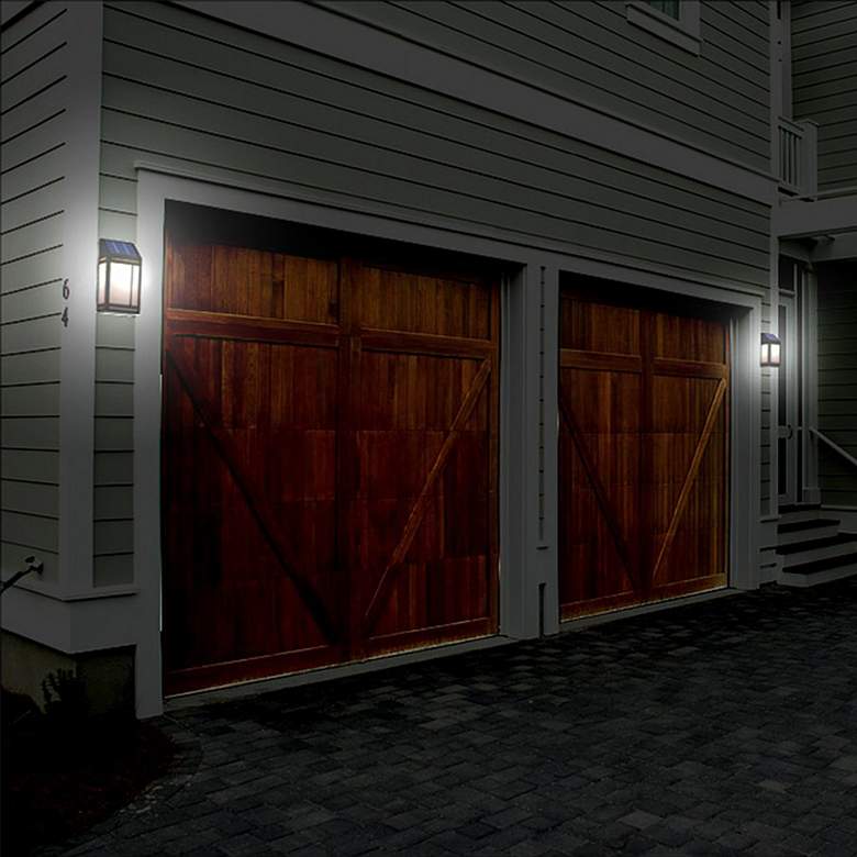 Image 6 Raka 10 1/2"H Black and Clear LED Solar Outdoor Wall Lantern more views