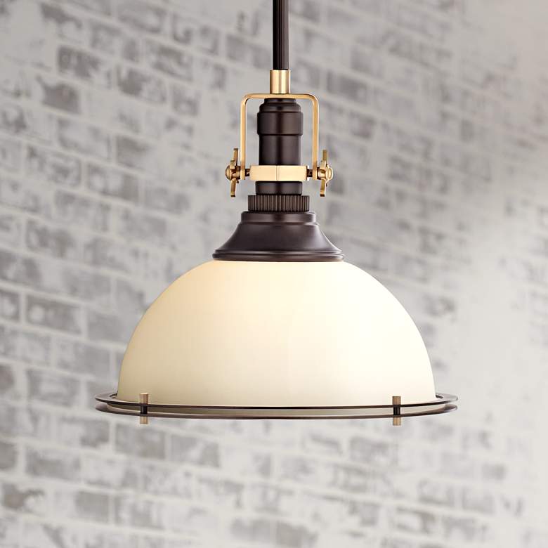 Image 1 Raleigh 17"W Oil-Rubbed Bronze and Antique Brass Pendant