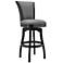 Raleigh 26 in. Swivel Barstool in Gray Faux Leather and Black Finish
