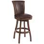 Raleigh 26 in. Swivel Barstool in Kahlua Faux Leather and Chestnut Finish