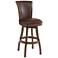 Raleigh 26 in. Swivel Barstool in Kahlua Faux Leather and Chestnut Finish