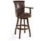 Raleigh 26 in. Swivel Barstool in Kahlua Faux Leather and Chestnut Wood