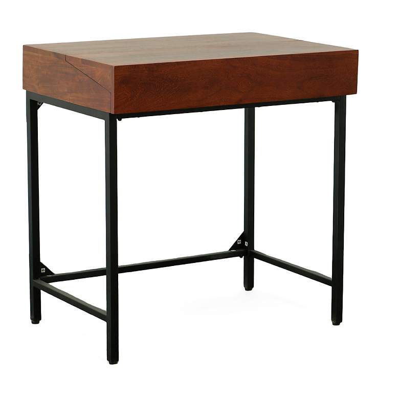 Image 4 Raleigh 31"W Chestnut Wood Black Iron 2-Drawer Writing Desk more views