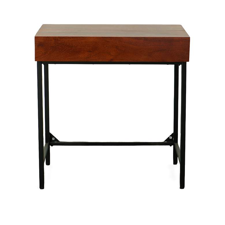 Image 5 Raleigh 31"W Chestnut Wood Black Iron 2-Drawer Writing Desk more views