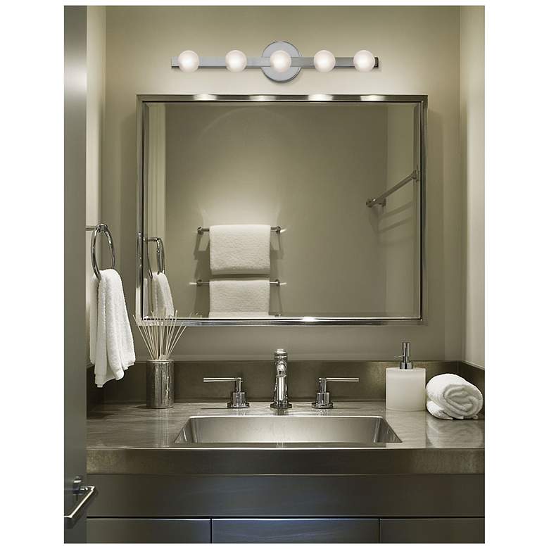 Image 2 Raleigh 4.75" High 5-Light Polished Chrome Finish Vanity w/White Shade more views