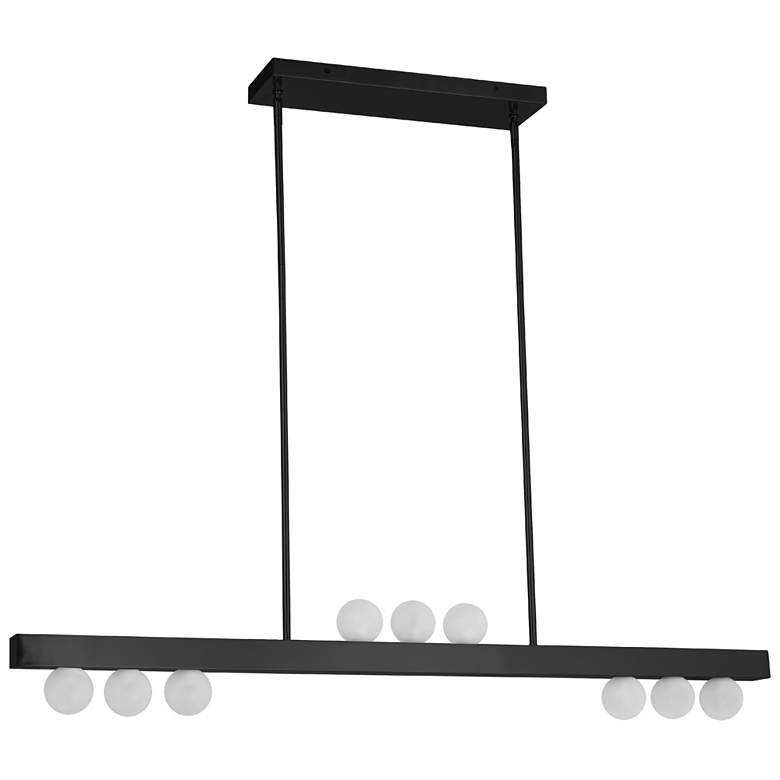 Image 1 Raleigh 42"W 9 Light Matte Black Horizontal Pendant w/ Opal Glass