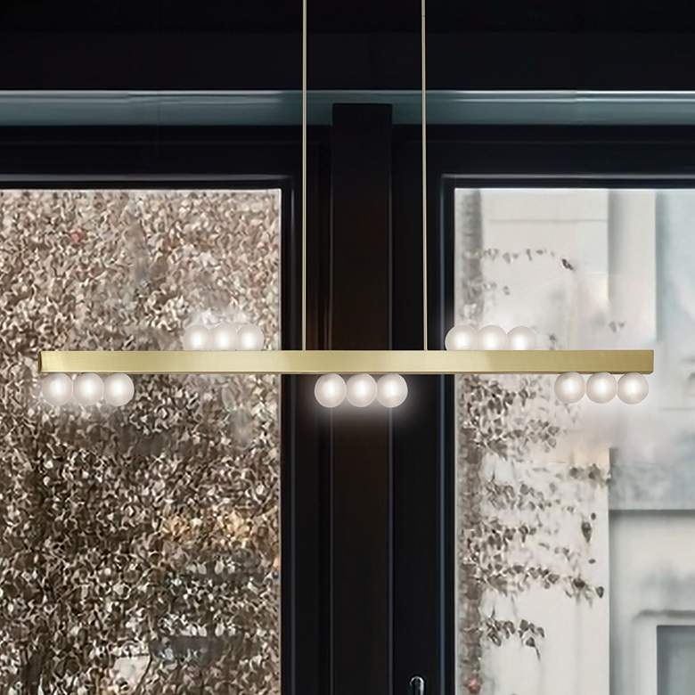 Image 1 Raleigh 72" Wide 15 Light Aged Brass Linear Pendant