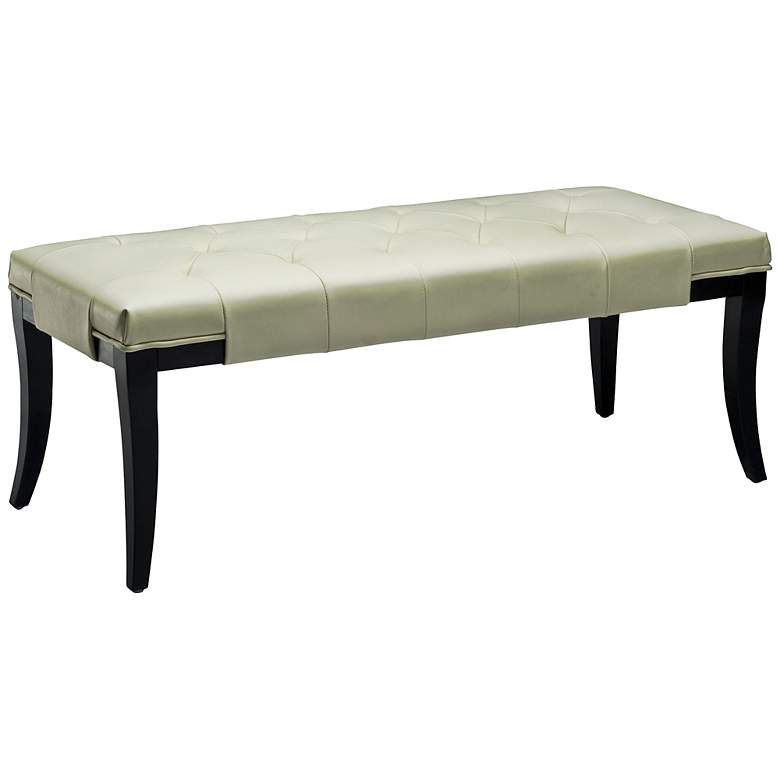 Image 1 Raley Off-White Tufted Bycast Leather Bench