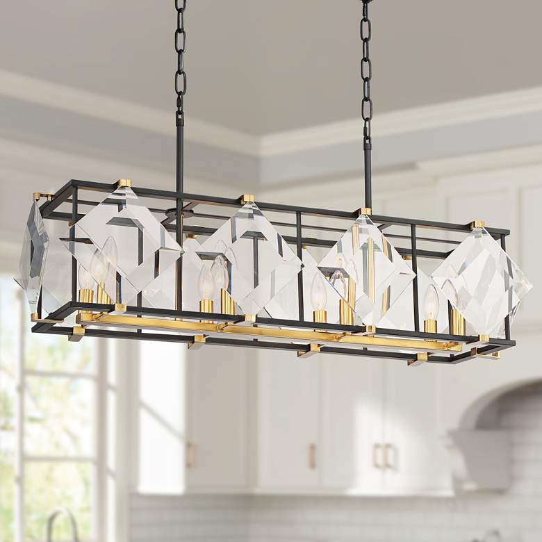 Image 1 Rali 35 3/4"W Matte Black Kitchen Island Light Chandelier