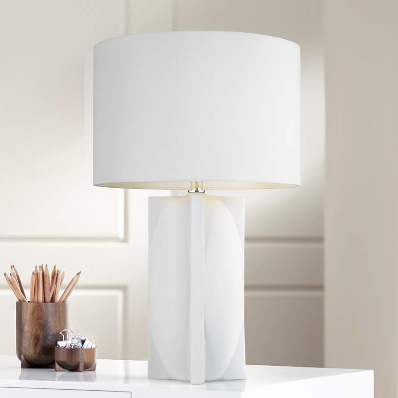 Image 1 Ralph Lauren William Matte Ivory Finish LED Modern Ceramic Table Lamp