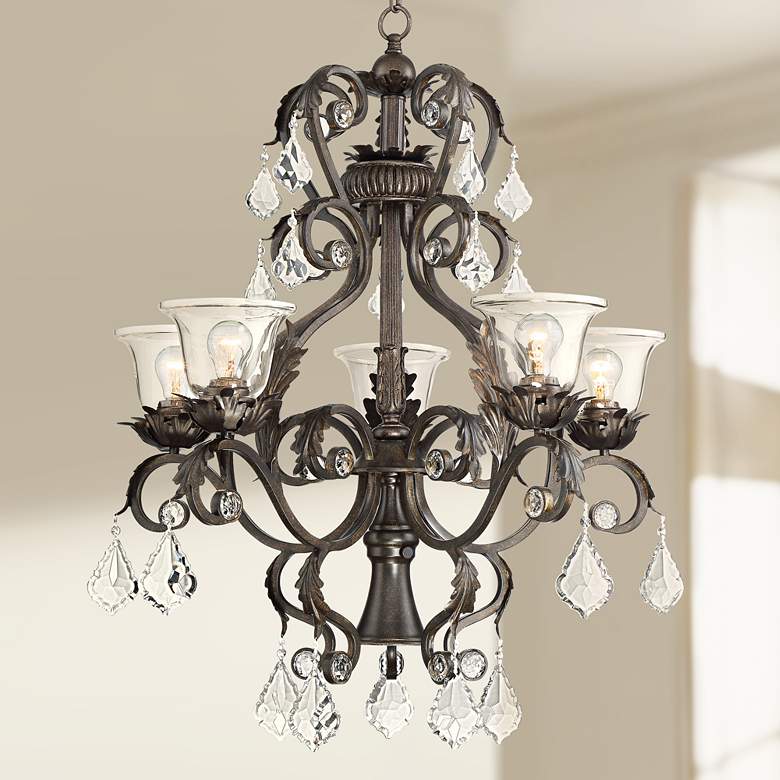 Image 1 Ramas de Luces 29 1/2 inchW Bronze and Clear 6-Light Chandelier