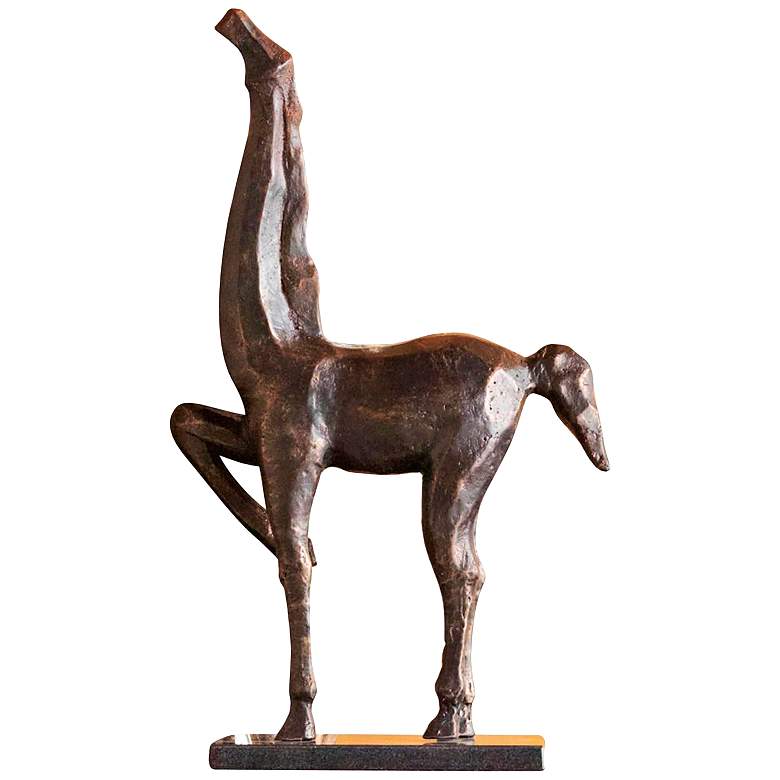 Image 1 Rami 20 3/4" High Bronze Patina Cubist Horse Statue w/ Base