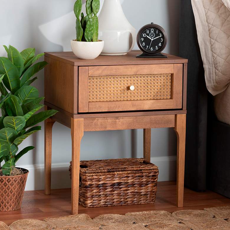 Image 1 Ramiel 18 3/4 inch Wide Natural Brown Rattan 1-Drawer Nightstand