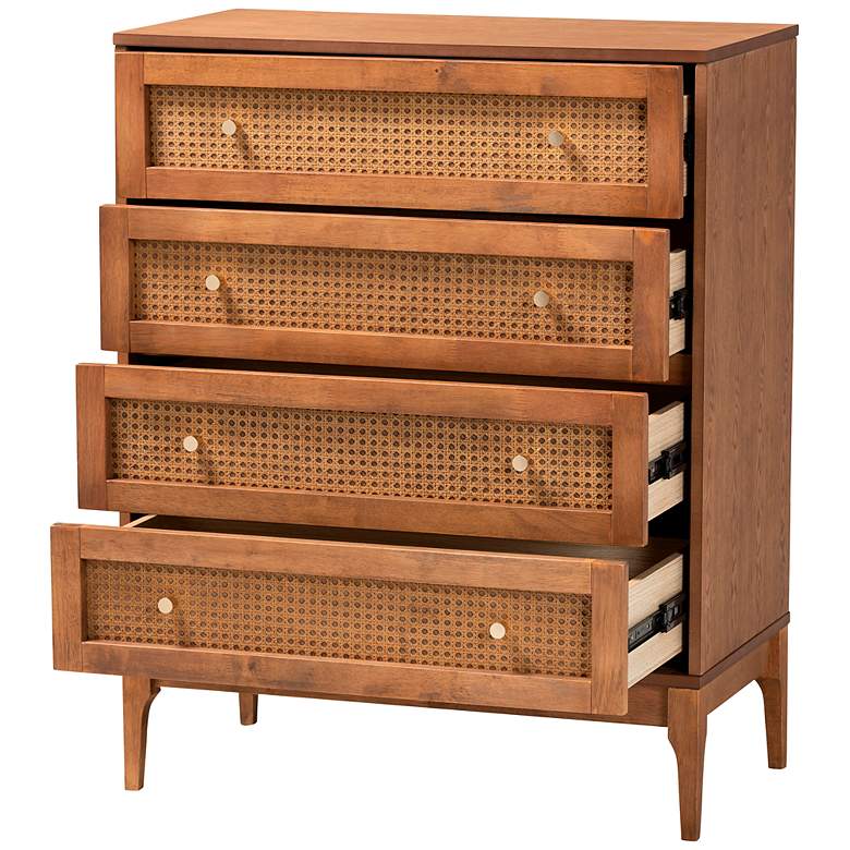 Image 6 Ramiel 30"W Natural Brown Wood Rattan 4-Drawer Storage Chest more views