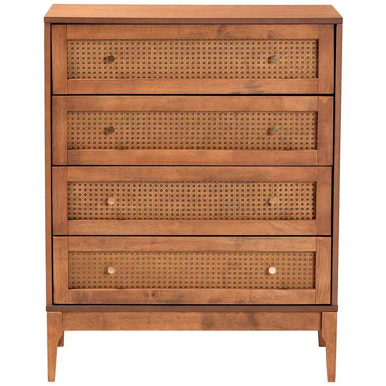 Image 7 Ramiel 30"W Natural Brown Wood Rattan 4-Drawer Storage Chest more views