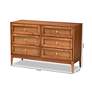 Ramiel 47 1/4"W Natural Brown Wood Rattan 6-Drawer Dresser