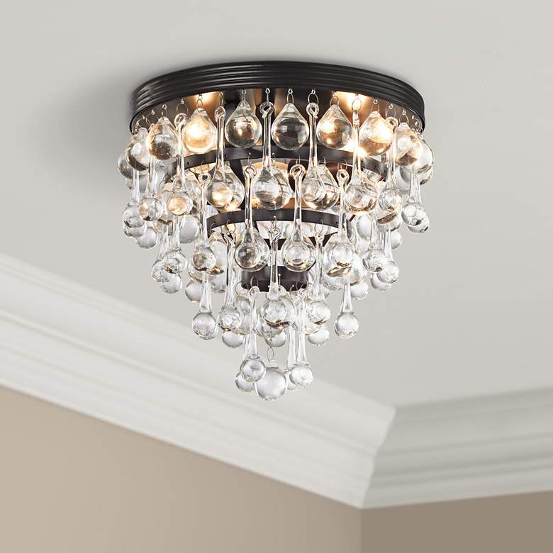 Image 1 Ramira 10 inch Wide Bronze and Clear Glass 3-Light Ceiling Light