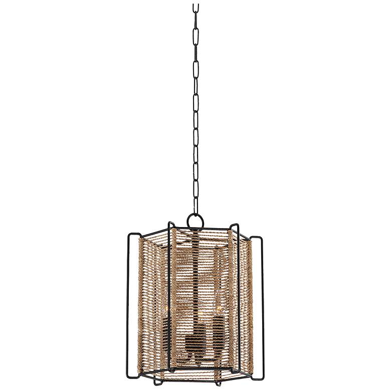 Image 1 Ramon 13"W Textured Black and Natural Jute 3-Light Pendant