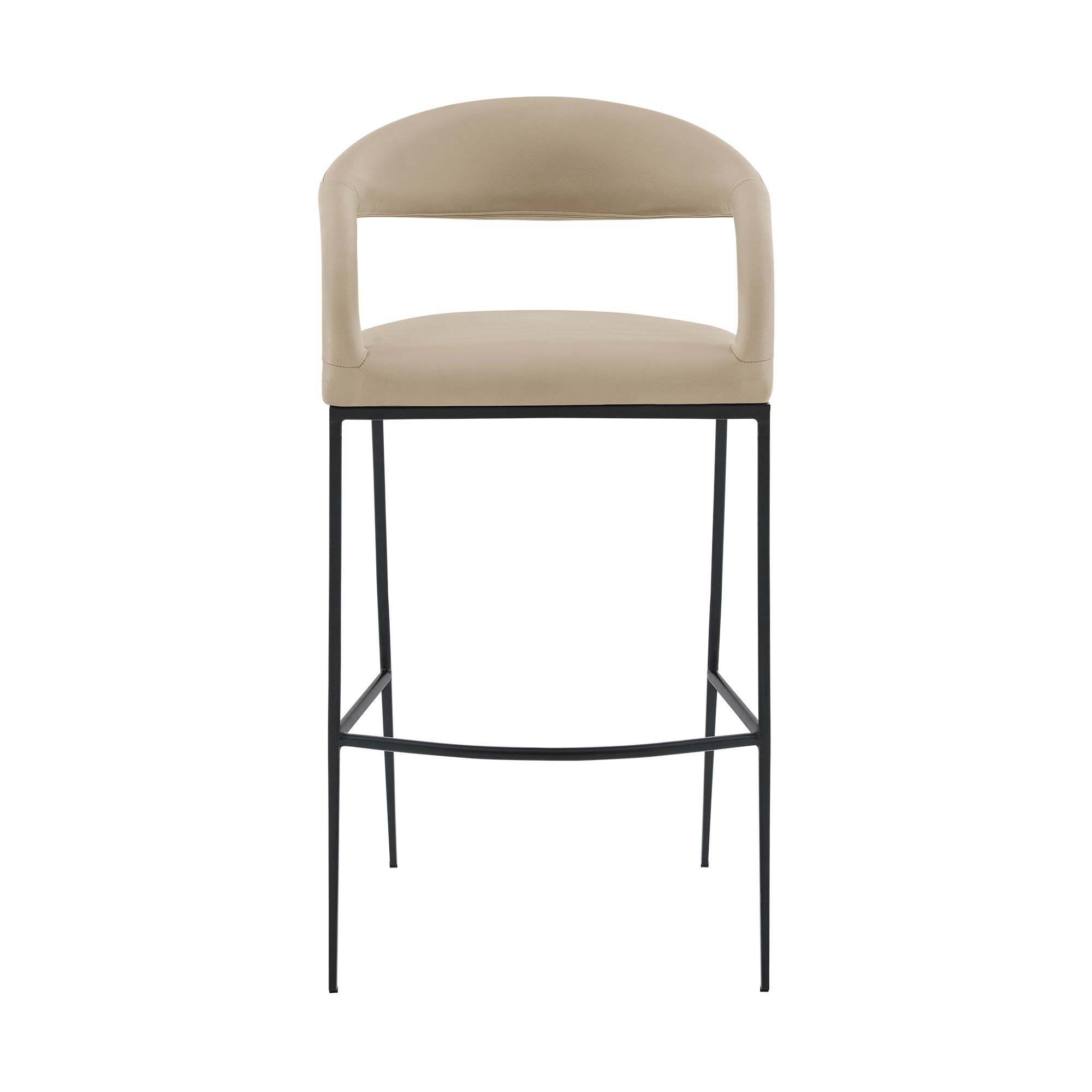 Image 4 Ramona 26 in. Bar Stool with Matte Black Iron and Beige Faux Leather more views
