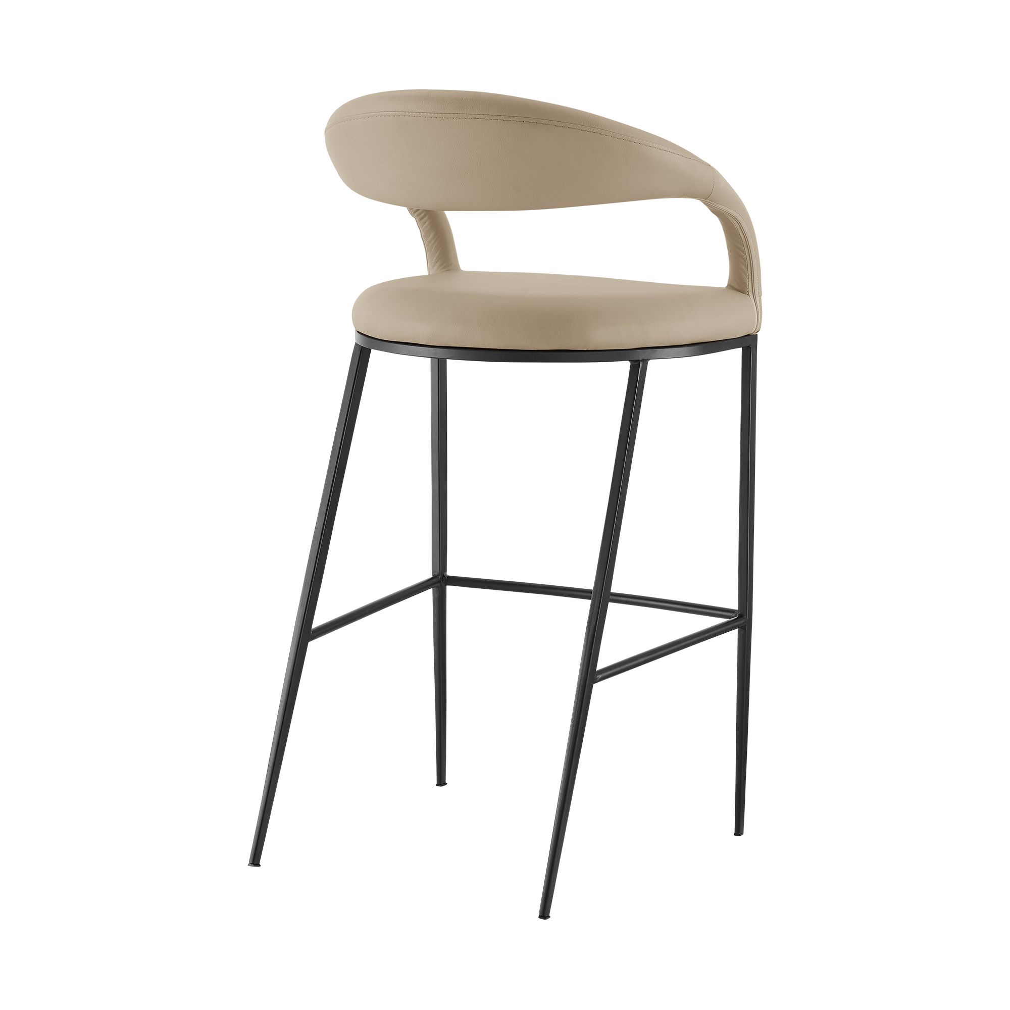 Image 5 Ramona 26 in. Bar Stool with Matte Black Iron and Beige Faux Leather more views