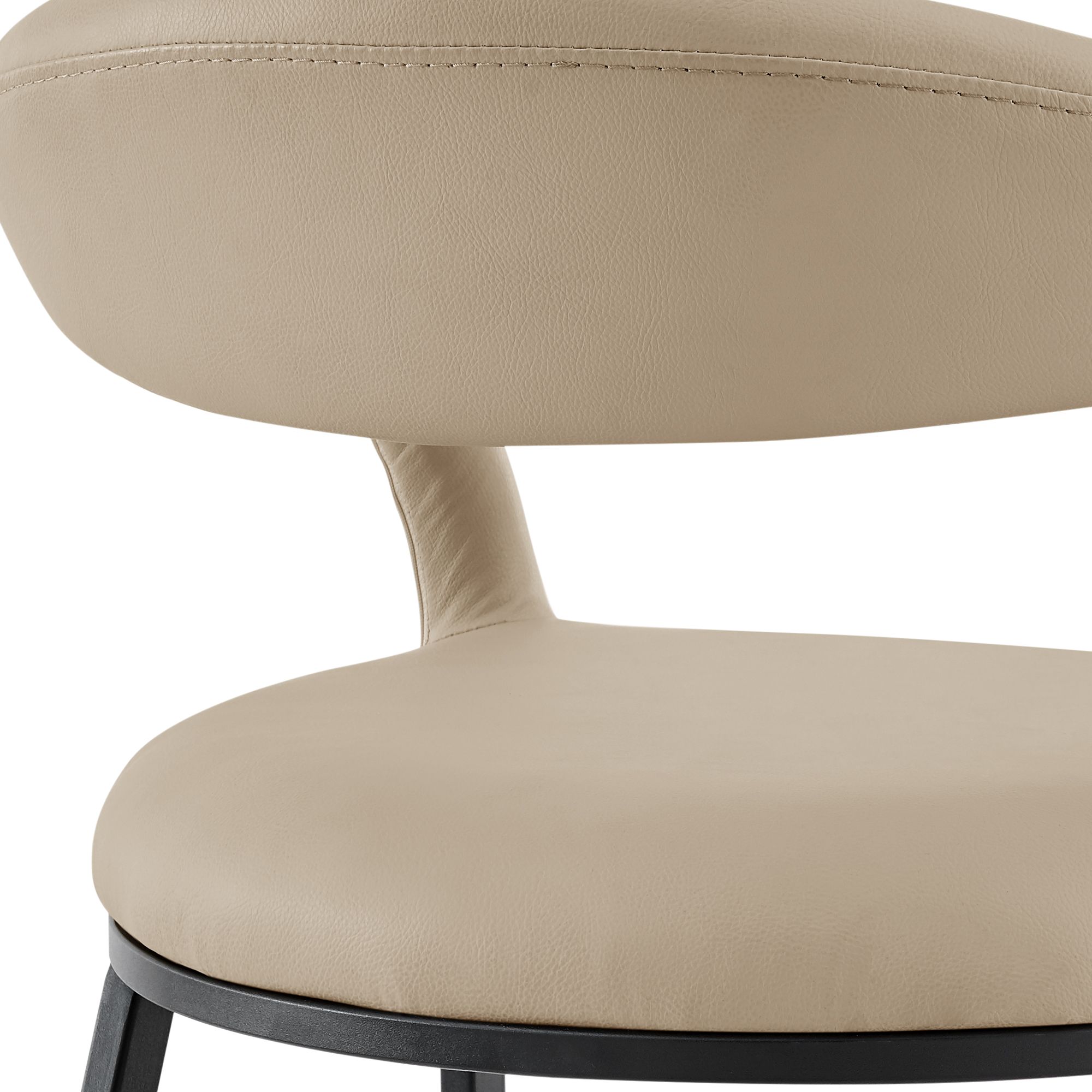 Ramona 26 in. Bar Stool with Matte Black Iron and Beige Faux Leather