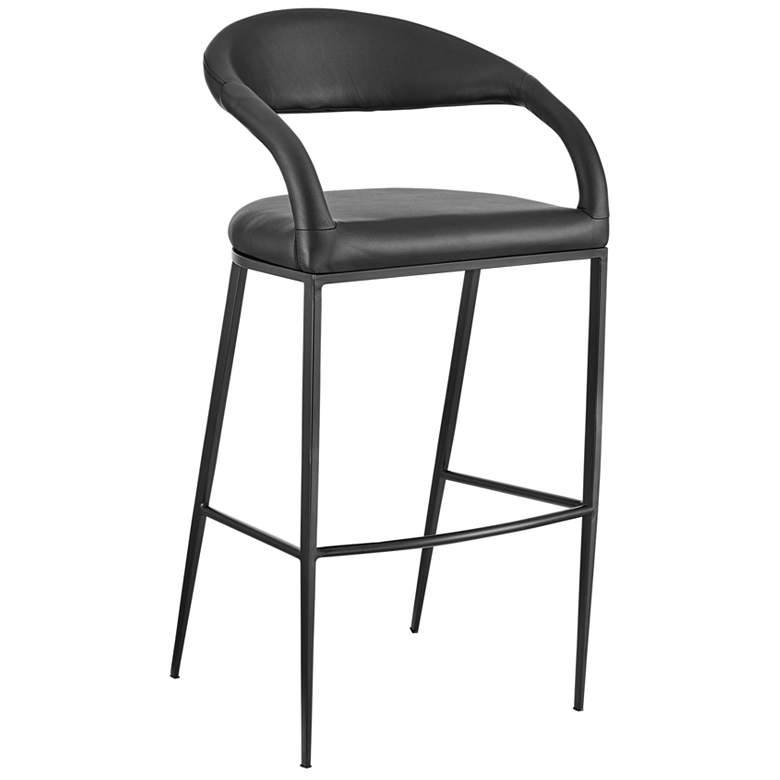 Image 1 Ramona 26 in. Bar Stool with Matte Black Iron and Black Faux Leather