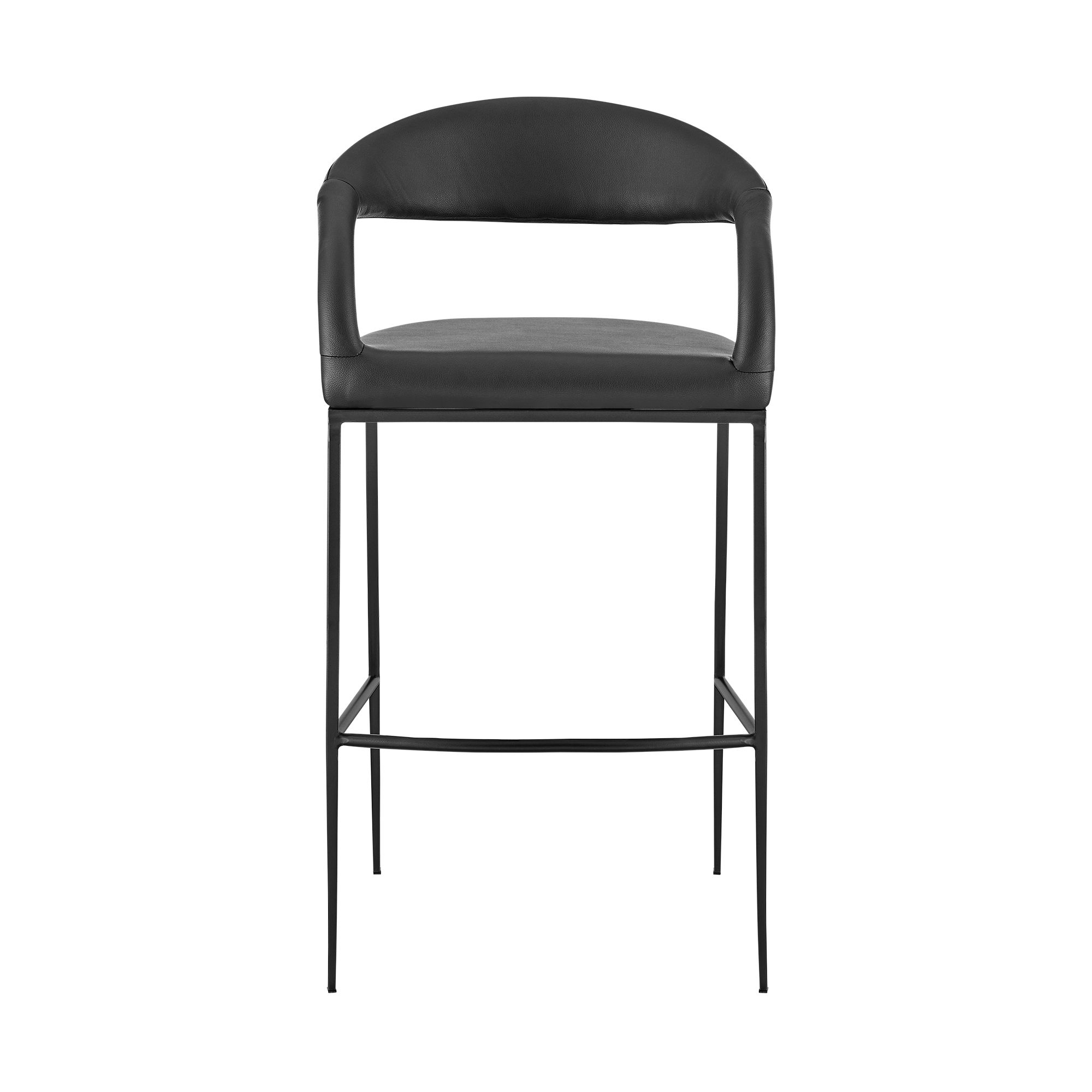 Image 4 Ramona 26 in. Bar Stool with Matte Black Iron and Black Faux Leather more views