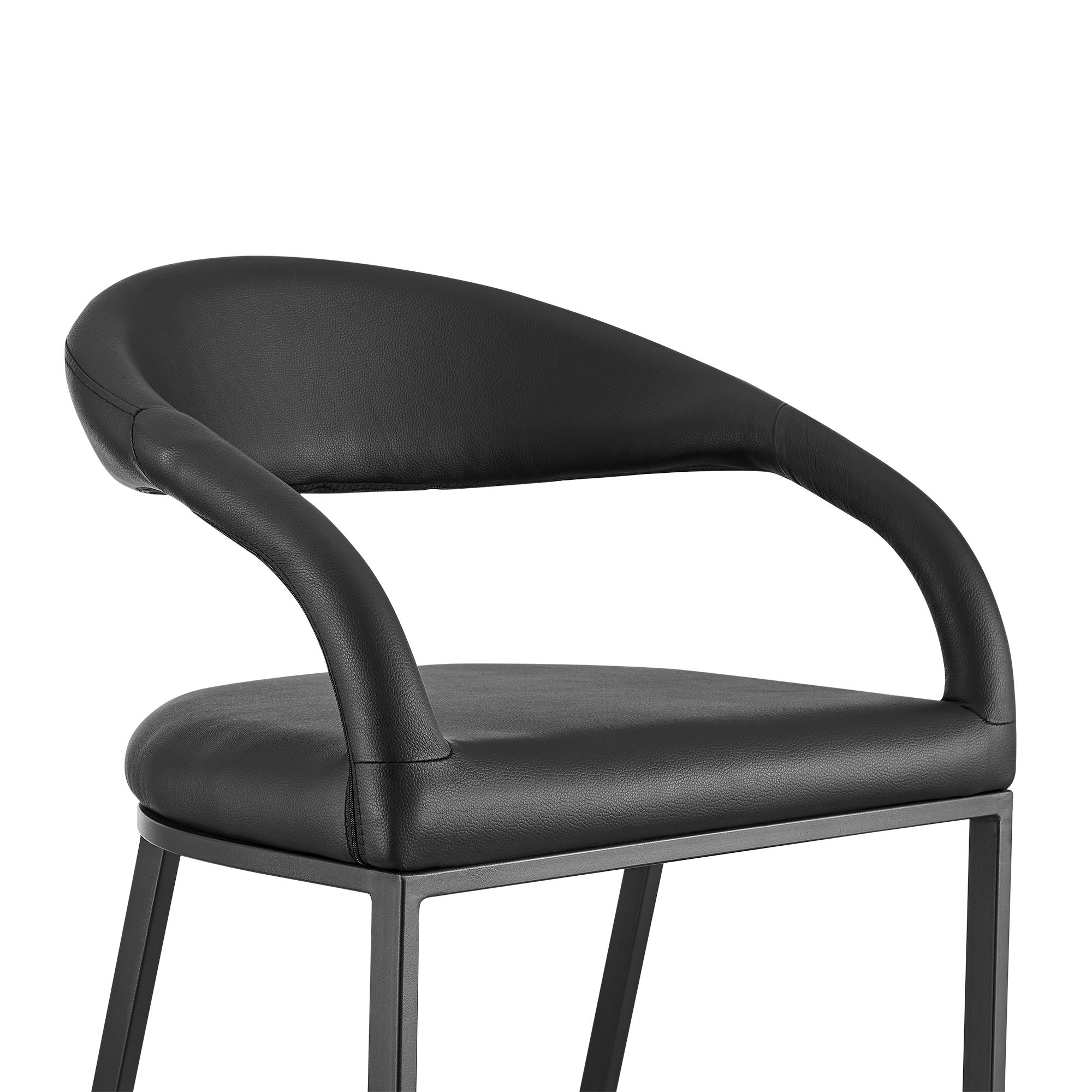 Image 6 Ramona 26 in. Bar Stool with Matte Black Iron and Black Faux Leather more views