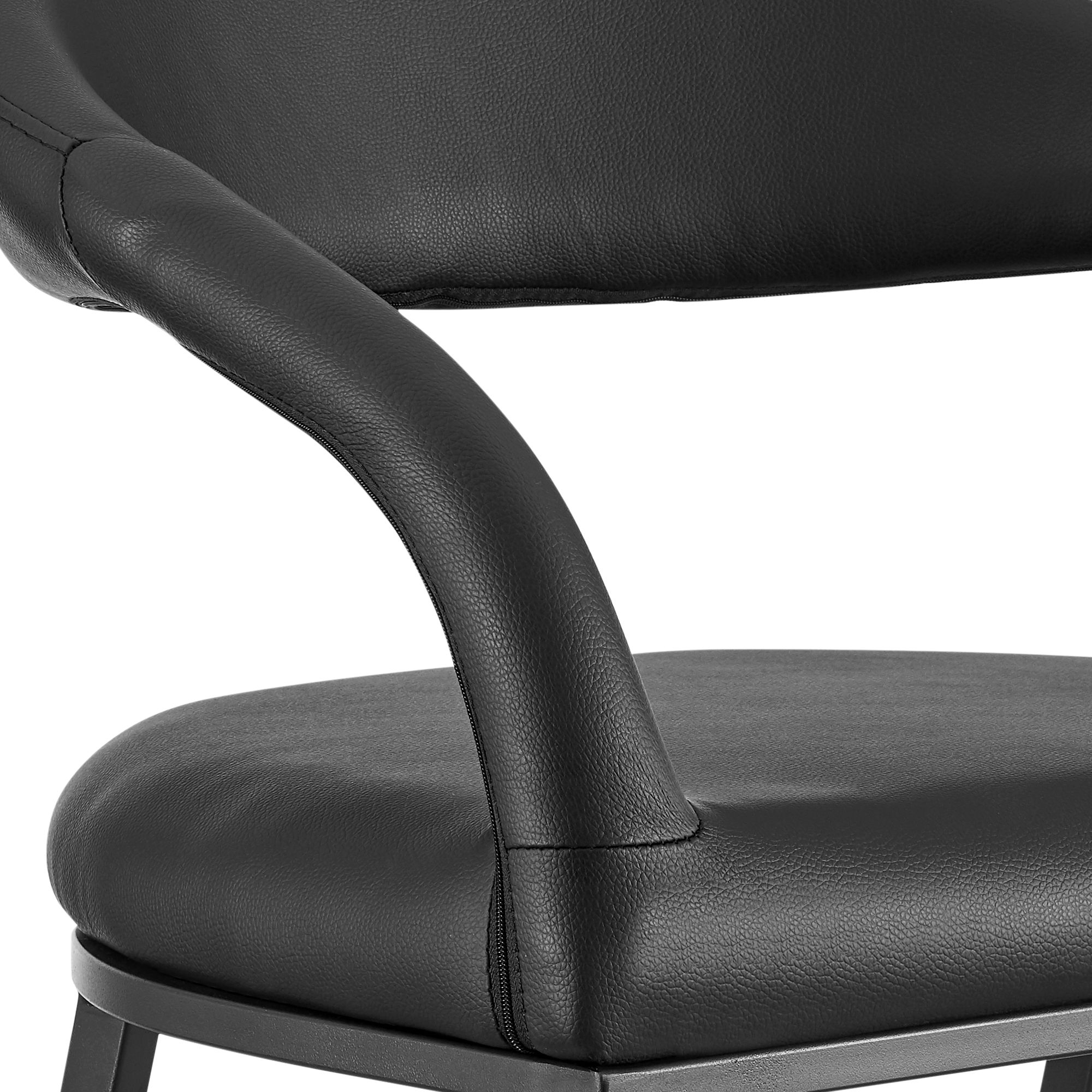 Ramona 26 in. Bar Stool with Matte Black Iron and Black Faux Leather