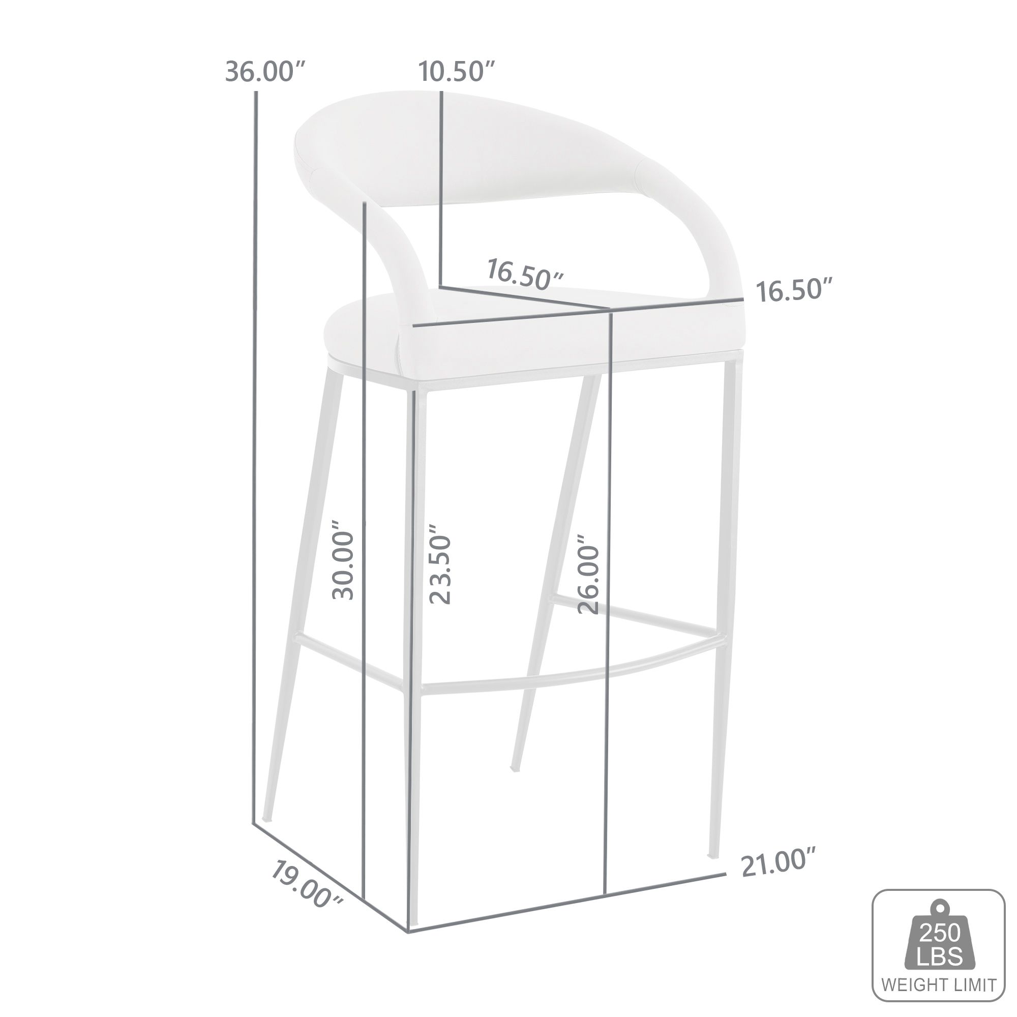 Ramona 26 in. Bar Stool with Matte Black Iron and Black Faux Leather