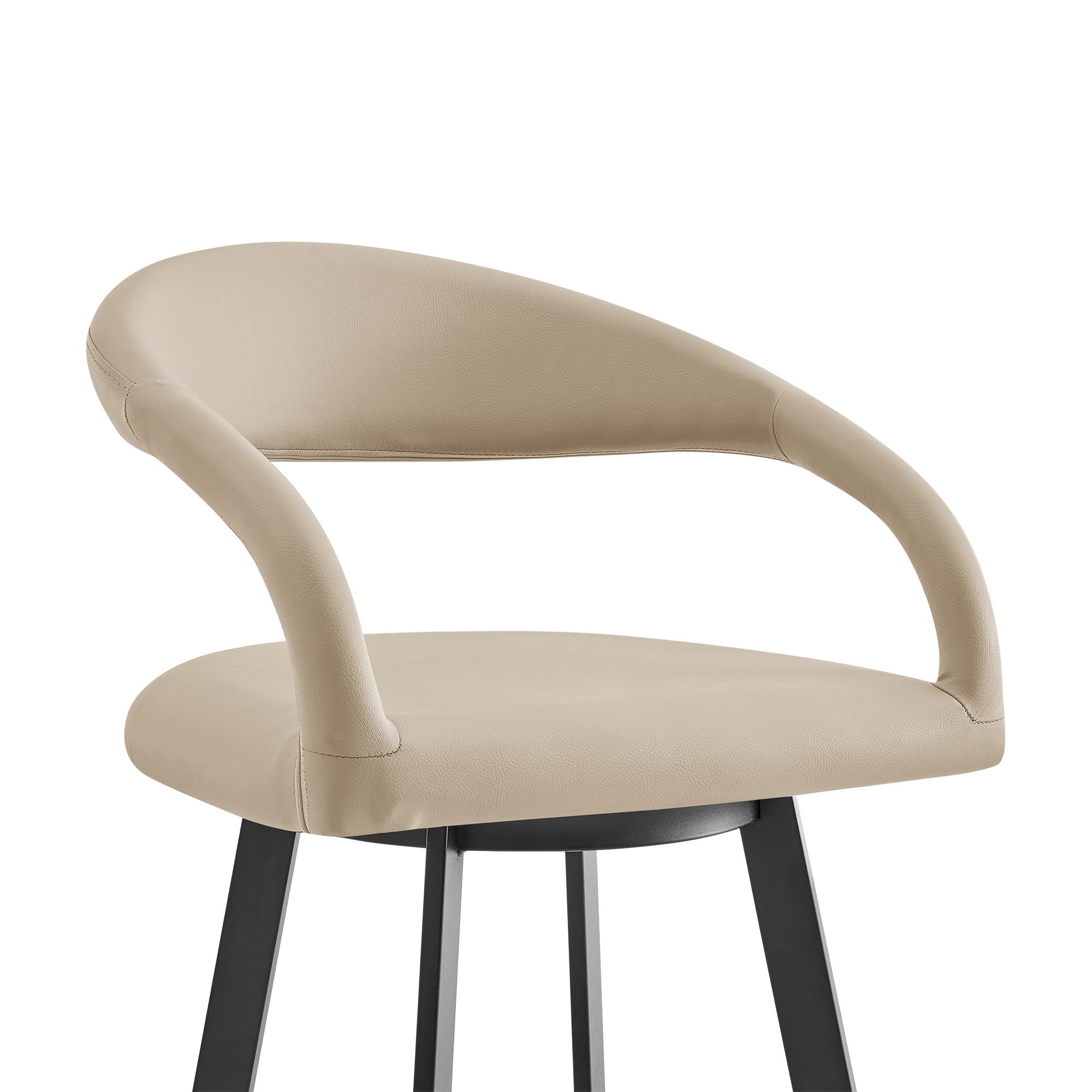 Image 6 Ramona 26 in. Swivel Bar Stool with Matte Black Iron and Beige Faux Leather more views