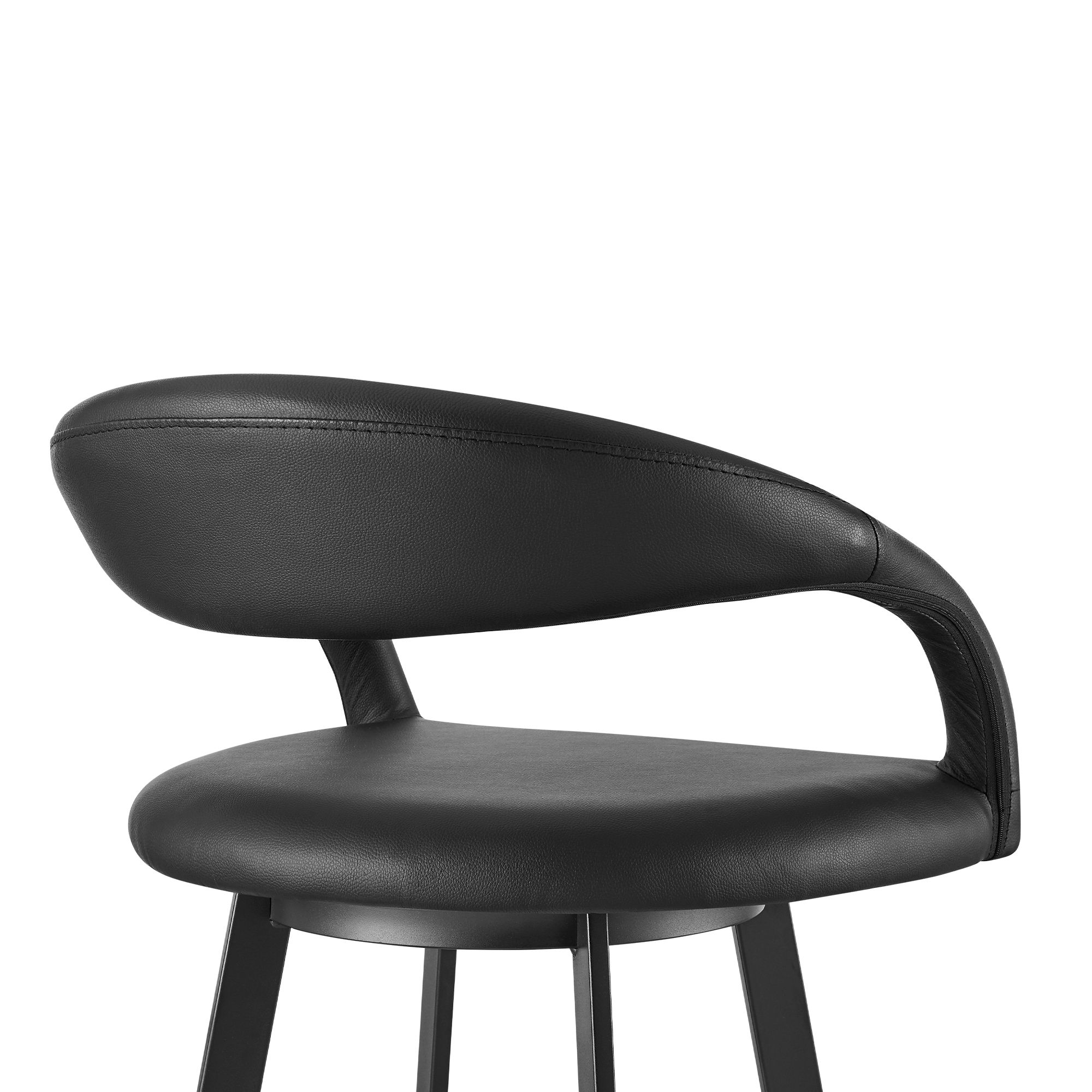 Image 7 Ramona 26 in. Swivel Bar Stool with Matte Black Iron and Black Faux Leather more views